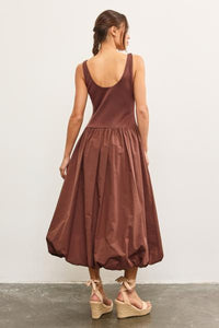 Cotton Blend Balloon Hem Dress