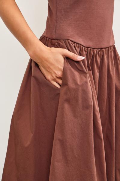 Cotton Blend Balloon Hem Dress