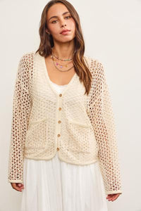 Cotton Blend Crochet Cardigan