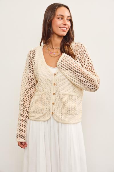 Cotton Blend Crochet Cardigan