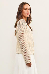 Cotton Blend Crochet Cardigan