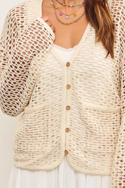 Cotton Blend Crochet Cardigan
