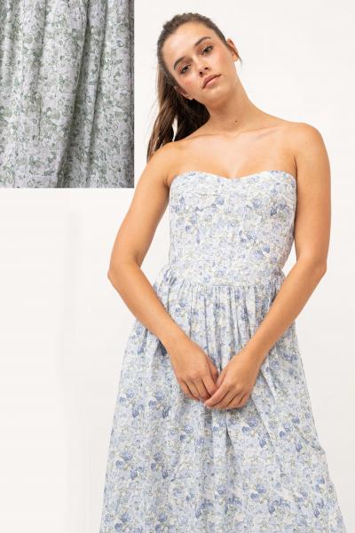 Floral Corset Strapless Dress