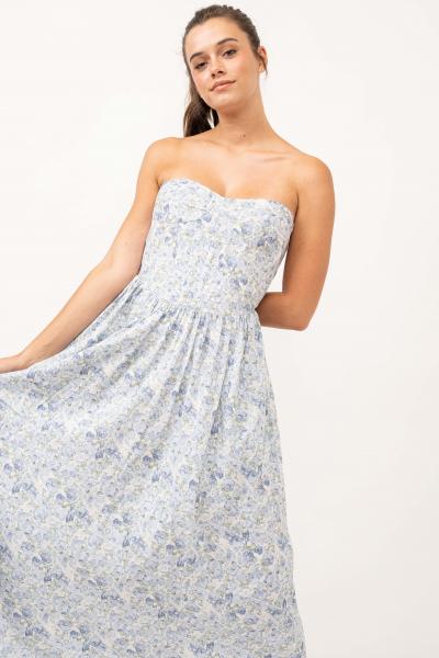 Floral Corset Strapless Dress
