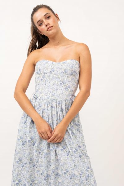 Floral Corset Strapless Dress