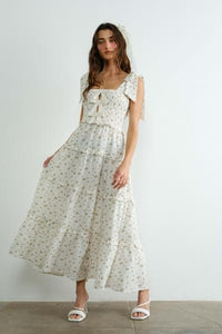 Ribbon Front Smocked Ruffle Dress