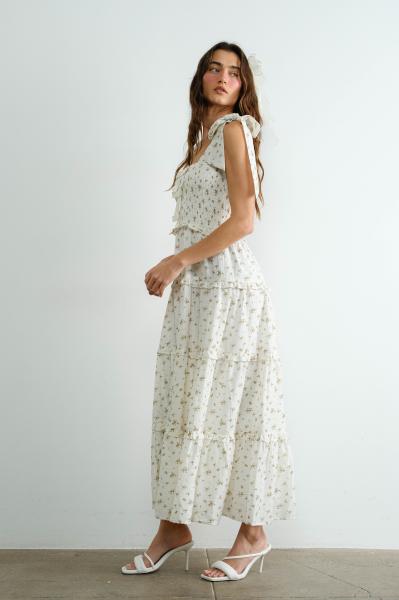 Ribbon Front Smocked Ruffle Dress