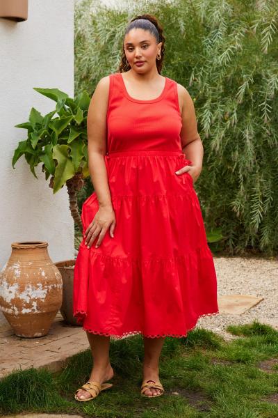 Cotton Knit Tank Poplin Dress