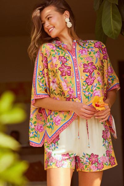 Floral Border Scarf Top