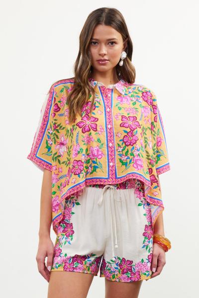 Floral Border Scarf Top