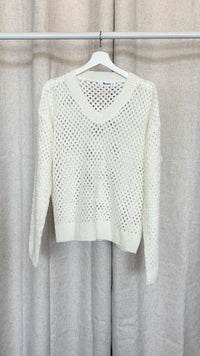 Open Weave V-Neck Sweater