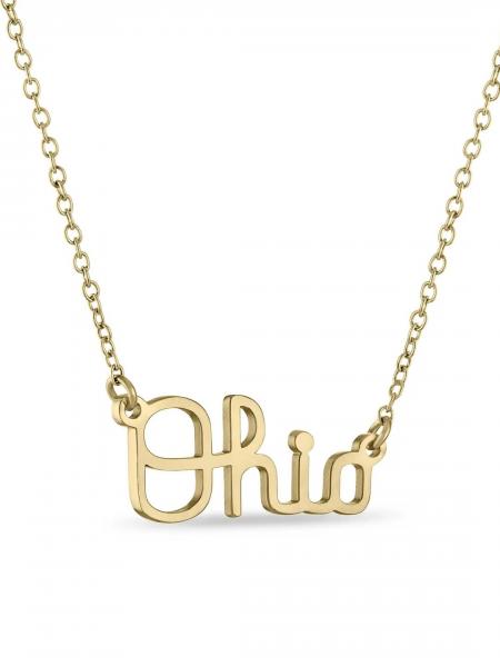 18K Gold Plated Script Ohio Necklace