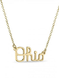 18K Gold Plated Script Ohio Necklace