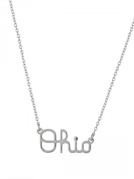 Stainless Script Ohio Necklace