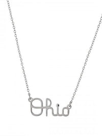 Stainless Script Ohio Necklace