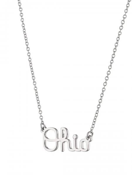 Stainless Script Ohio Necklace