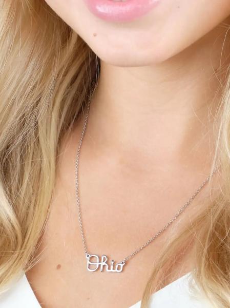 Stainless Script Ohio Necklace