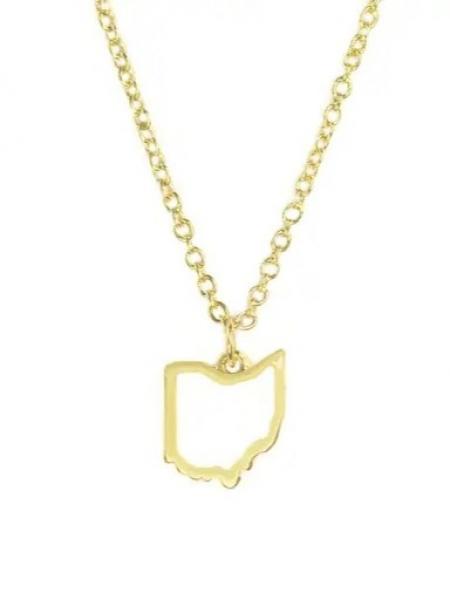 14K Plated Ohio Outline Necklace