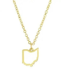 14K Plated Ohio Outline Necklace
