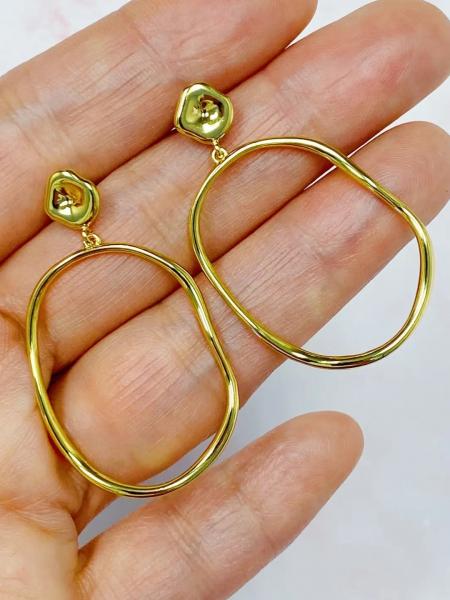Modern Molten Oval Earrings