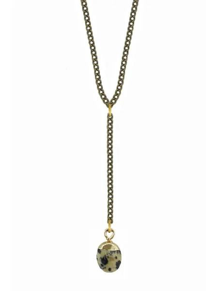 Dalmatian Stone Lariat Necklace