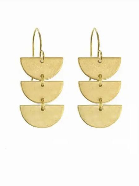Little Semi Trio Brass Earrings