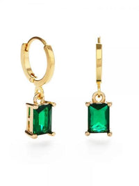 Emerald Solitaire Huggie Earrings
