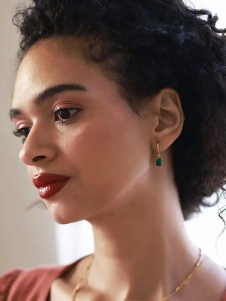 Emerald Solitaire Huggie Earrings