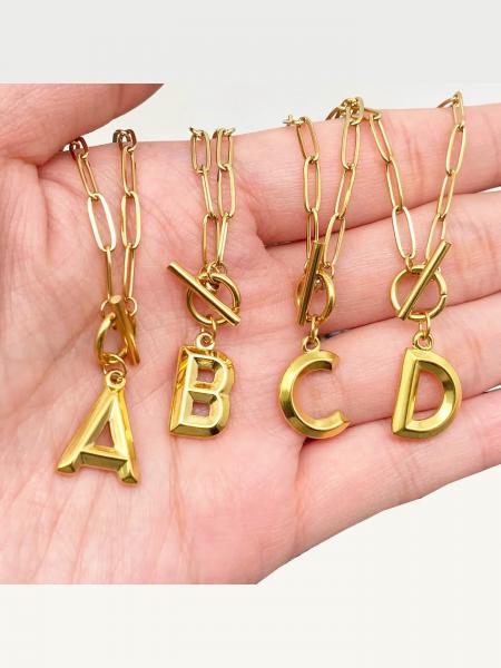 18K Plated Art Deco Initial Necklace