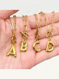 18K Plated Art Deco Initial Necklace