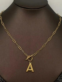 18K Plated Art Deco Initial Necklace