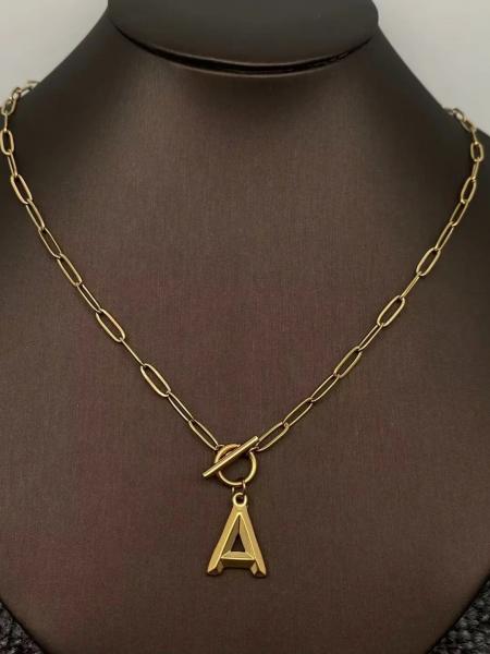 18K Plated Art Deco Initial Necklace