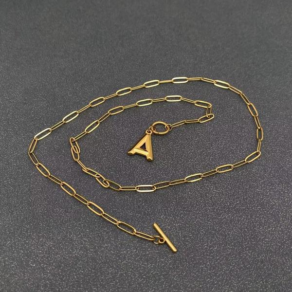 18K Plated Art Deco Initial Necklace