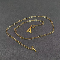 18K Plated Art Deco Initial Necklace