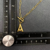 18K Plated Art Deco Initial Necklace