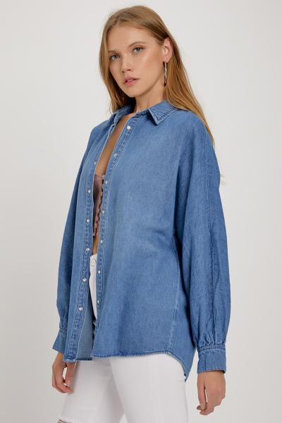 Balloon Sleeve Denim Shirt