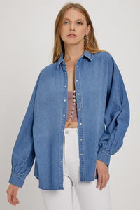 Balloon Sleeve Denim Shirt