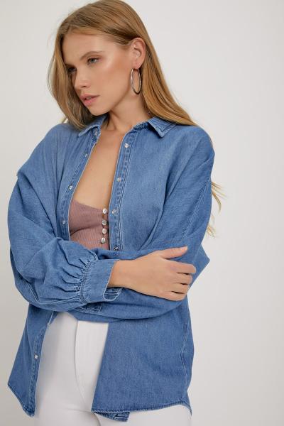 Balloon Sleeve Denim Shirt