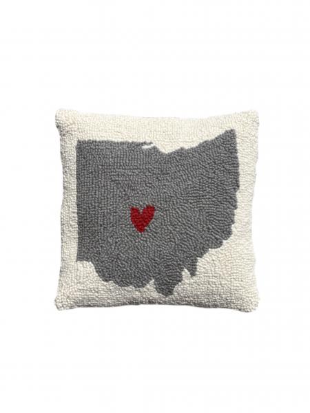 12x12 Ohio Heart Hook Pillow