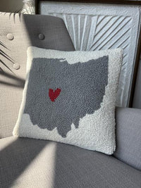 12x12 Ohio Heart Hook Pillow