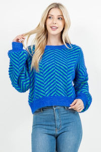 Vibrant Herringbone Sweater