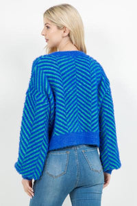 Vibrant Herringbone Sweater