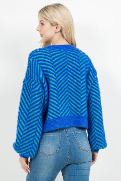 Vibrant Herringbone Sweater