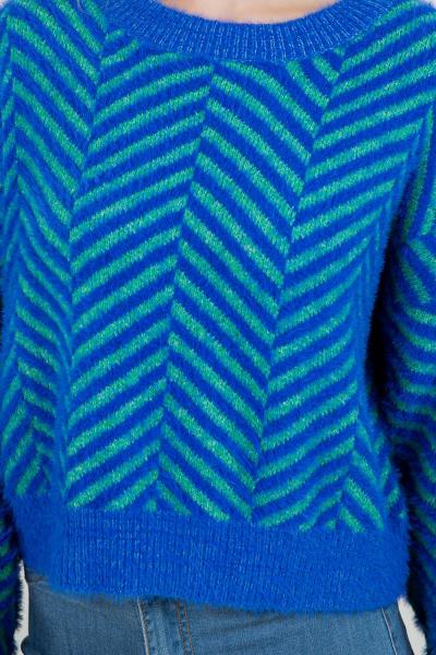 Vibrant Herringbone Sweater