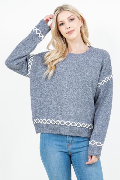 Crosshatch Hem Sweater