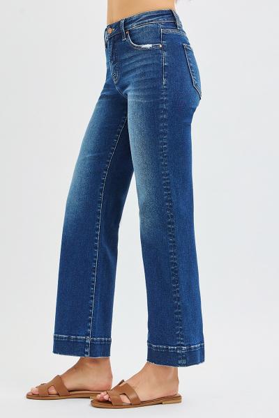 High Rise Straight Cuffed Denim