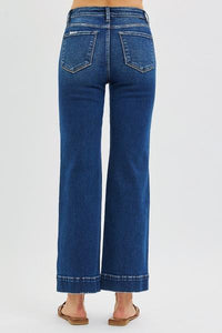 High Rise Straight Cuffed Denim