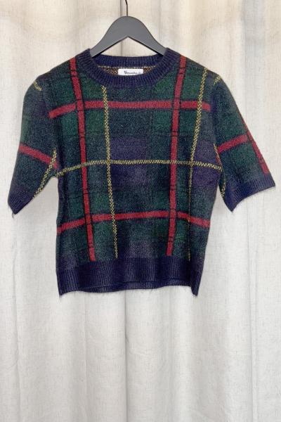 Vera Plaid Short Sleeve Sweater