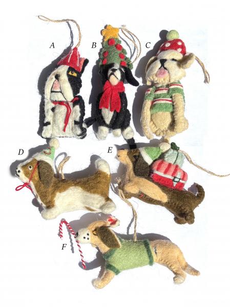 5" Handmade Felt Dog Ornament
