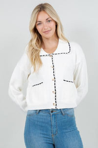Stitch Detail Collared Cardigan